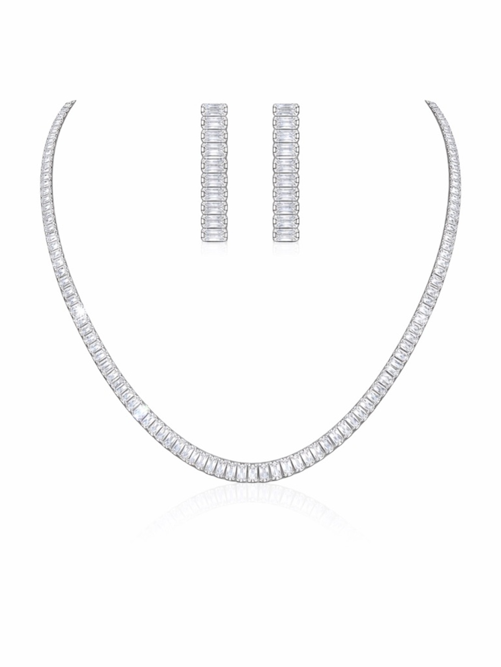 Baguette Simulated Diamond Tennis Necklace - Picture 11 of 11